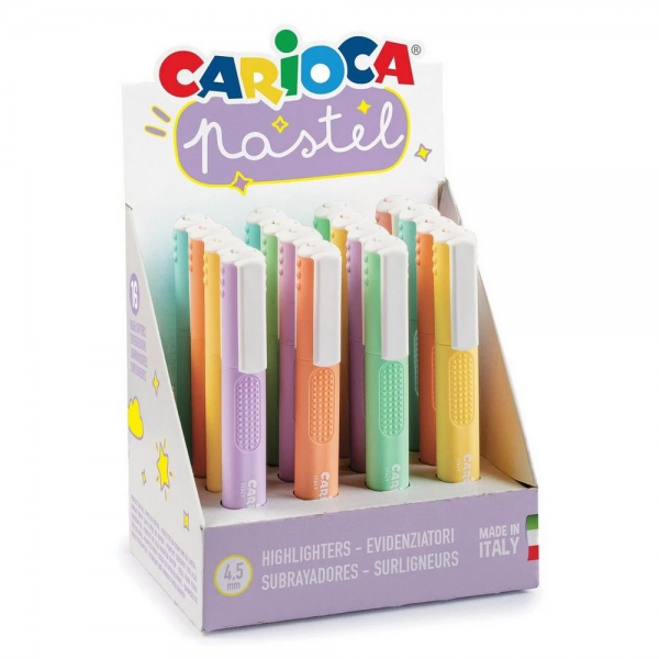 Carioca Highlighters Υπογραμιστές σε 6 Παστέλ χρώματα βιτρίνα 16 τεμαχίων 43035