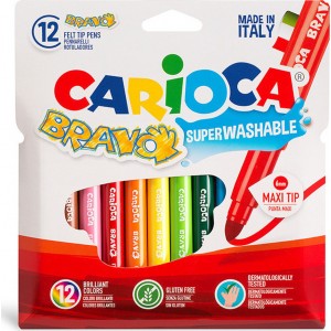 Carioca Bravo Πλενόμενοι Μαρκαδόροι Ζωγραφικής Χονδροί σε 12 Χρώματα 42755